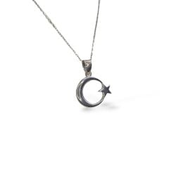 Kadın Hilal Model Şık Gümüş Kolye