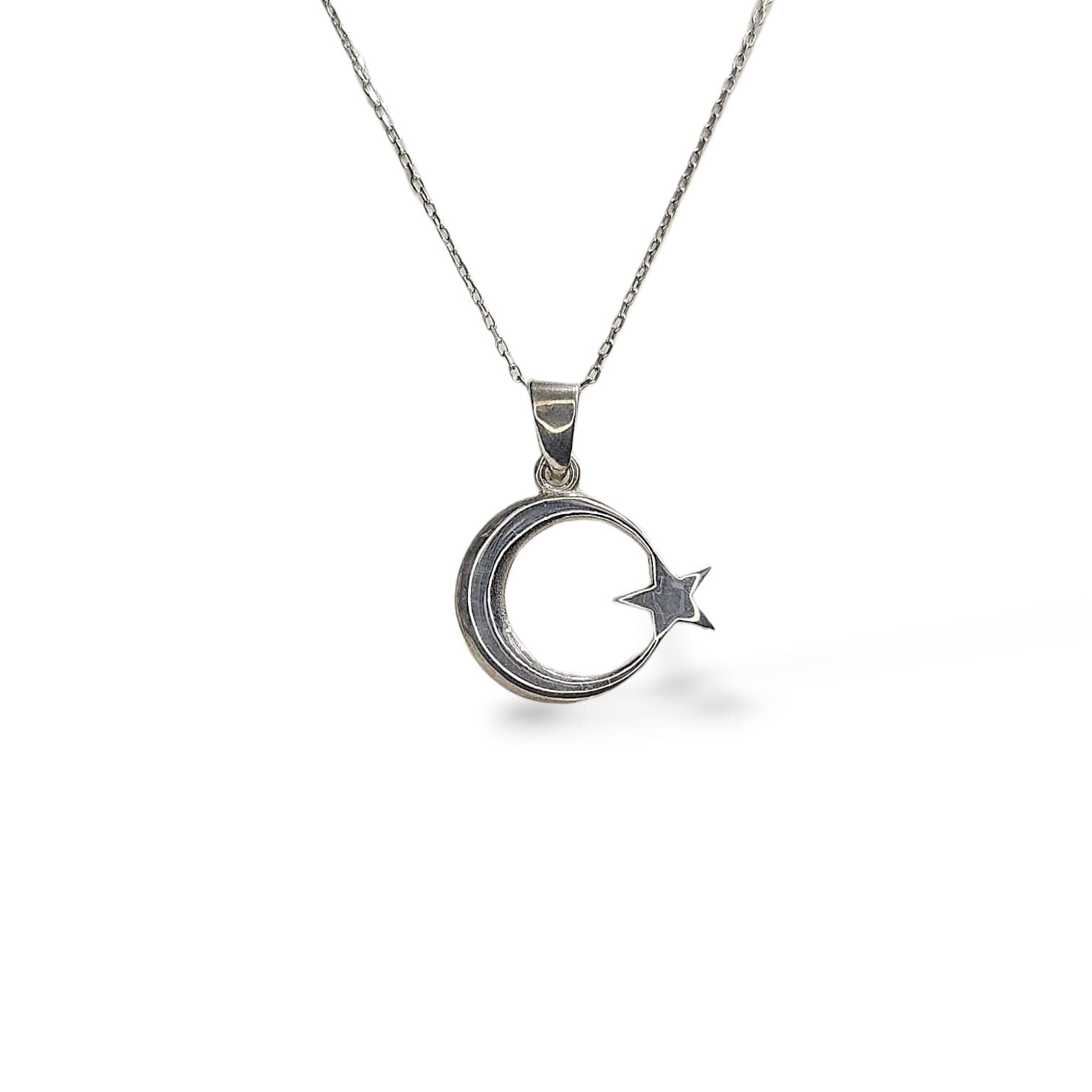 Kadın Hilal Model Şık Gümüş Kolye