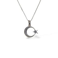 Kadın Hilal Model Şık Gümüş Kolye