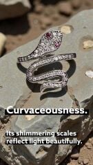 Yılan Form Taşlı Gümüş Yüzük