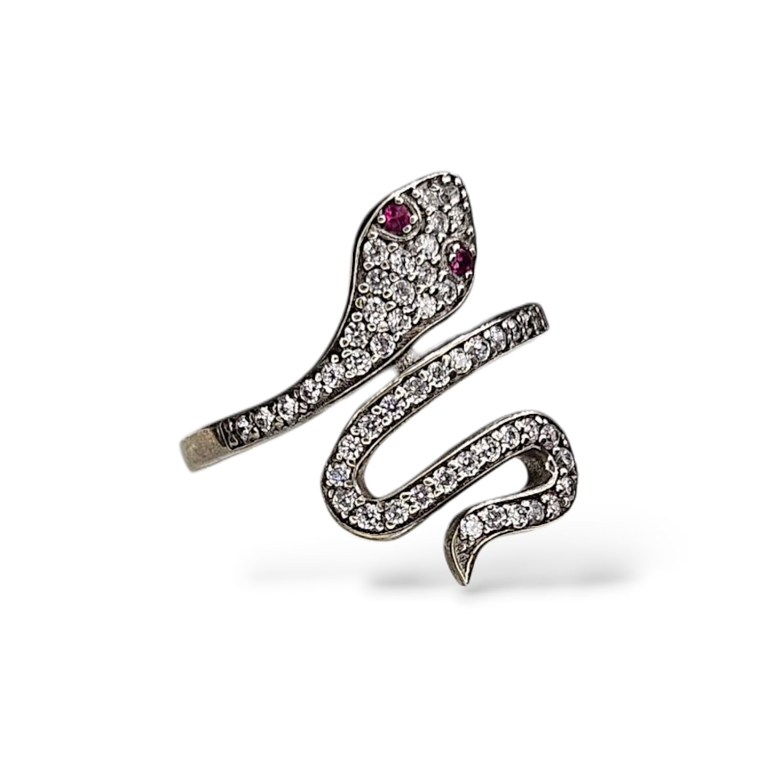 Yılan Form Taşlı Gümüş Yüzük