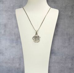 Allah Yazılı Taşlı Şık Kadın Gümüş Kolye