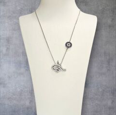 Osmanlı Tuğrası Taşlı Şık Kadın Gümüş Kolye