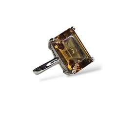 Dikdörtgen Form Kristal Kesim Gümüş Yüzük