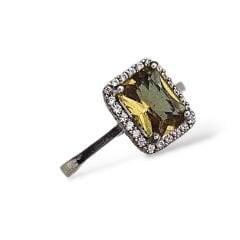 Baget Form Zultanite Taşlı Gümüş Yüzük