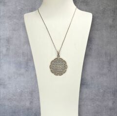 Ayetel Kürsi Yazılı Kadın Şık Gümüş Kolye