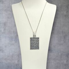 Ayetel Kürsi Yazılı Kadın-Erkek Gümüş Kolye