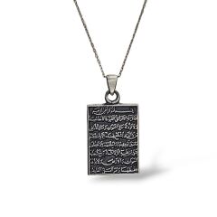Ayetel Kürsi Yazılı Kadın-Erkek Gümüş Kolye