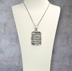 Ayetel Kürsi Yazılı Oksitli Kadın Gümüş Kolye