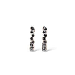 Siyah Taşlı Rose Kaplama Kadın Gümüş Halka Küpe