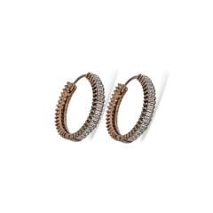 Rose Kaplama Kristal Taşlı Kadın Gümüş Halka Küpe