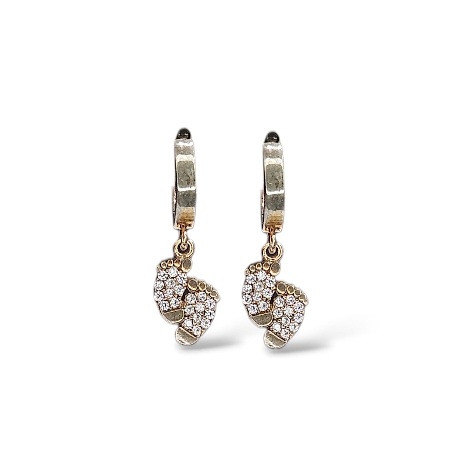 Bebek Ayağı Rose Kaplama Kadın Gümüş Halka Küpe