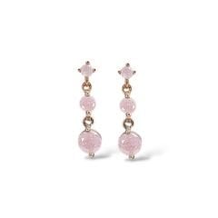 Kristal Taşlı Rose Kaplama Sallantılı Kadın Gümüş Küpe