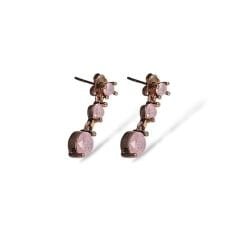 Kristal Taşlı Rose Kaplama Sallantılı Kadın Gümüş Küpe