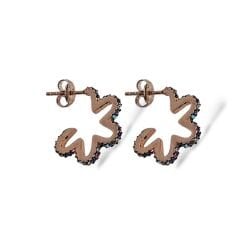 Renkli Taşlı Çiçek Model Rose Kaplama Kadın Gümüş Küpe