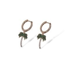 Palmiye Model Rose Kaplama Sallantılı Kadın Gümüş Küpe