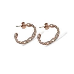 Rose Kaplama Kadın Gümüş Halka Küpe